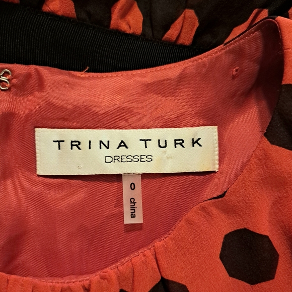 Trina Turk Red & Black Silk Sleeveless Dress - Picture 7 of 8